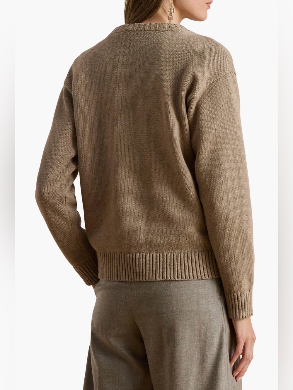 Polo by Ralph Lauren Taupe Dog Intarsia Crewneck Sweater - Picture 3 of 5